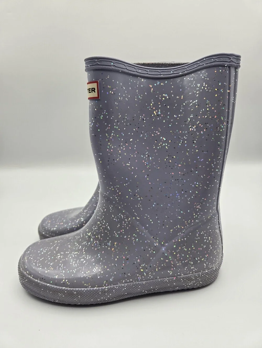 Hunter Lavender Purple Glitter Sparkle Rain Boots Little Girls Size US 1